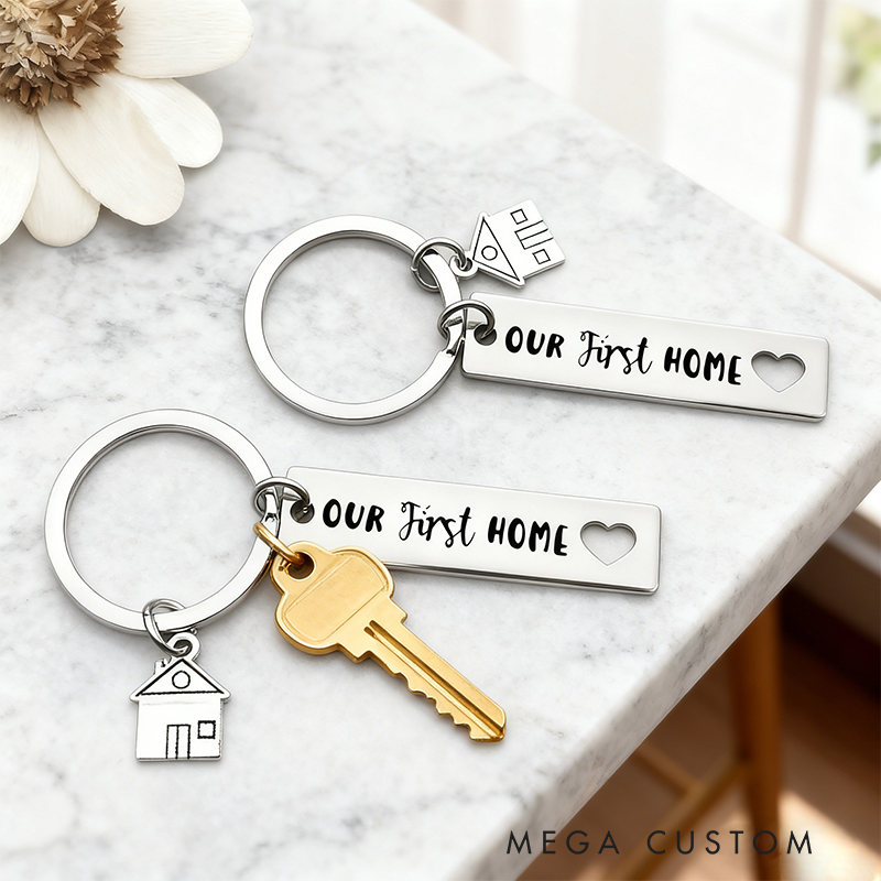 Personalized Home Love Couples Keychain Engraved Custom Practical Housewarming Gift for Partners