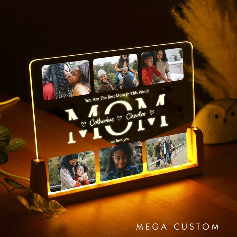Personalized Photo Night Light Photo Collage LED Light Custom Photo Lamp Father Gift from Kids