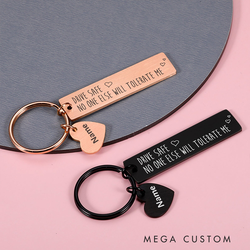 Personalized Safe Driving Keychain Custom text Meaningful Gift for Beloved