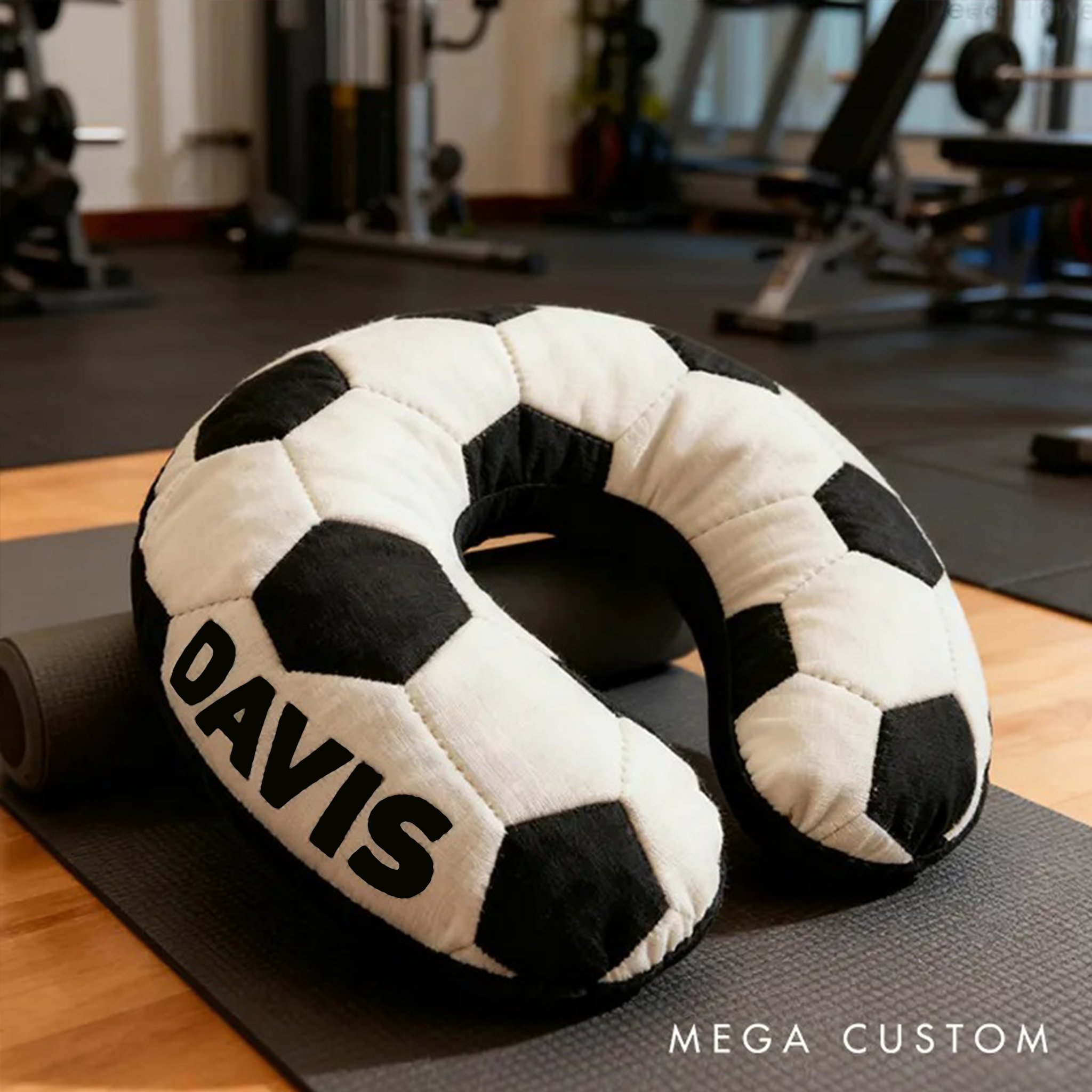 Personalized Soccer U-Shaped Pillow with Custom Name for Soccer Fans