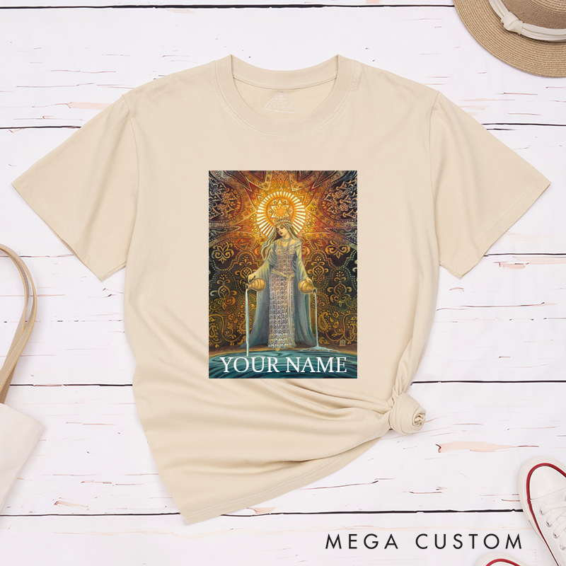 Personalized Goddess Tarot Art Classic T-Shirts Unique Spiritual Design Custom Name Gift Mystic Fantasy Lovers Boho Aesthetic Birthday Present