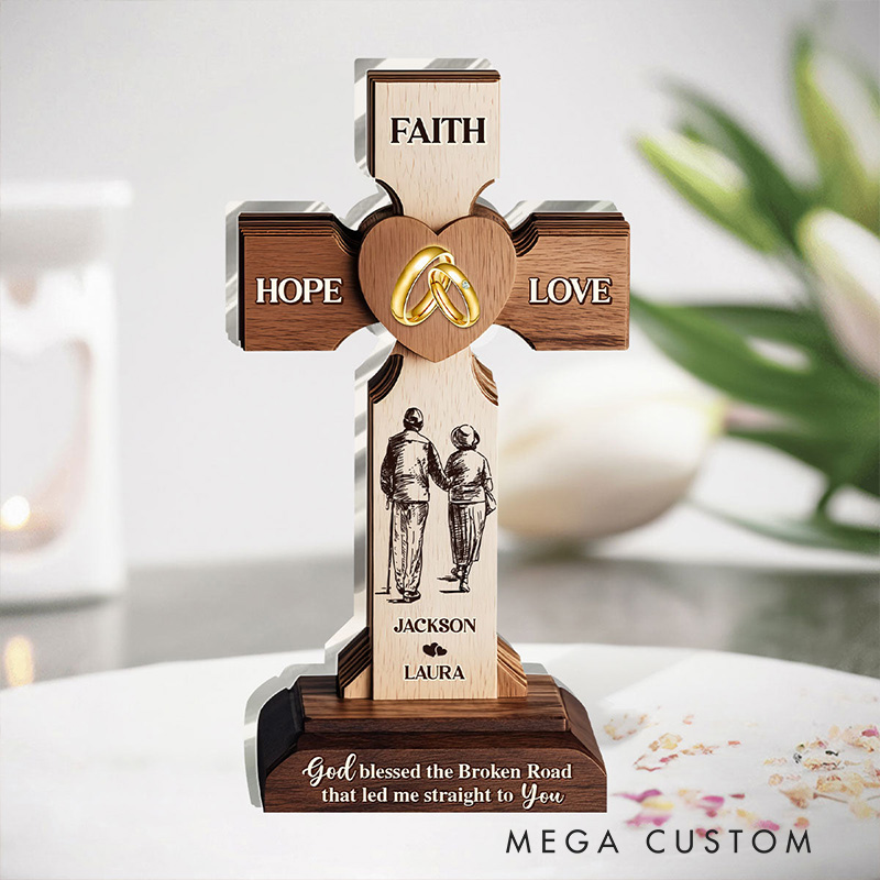 Personalized Faith Hope Love Custom Shaped Acrylic Plaque with Name Religious Gift Valentine Gift Anniversary Gift for Couple