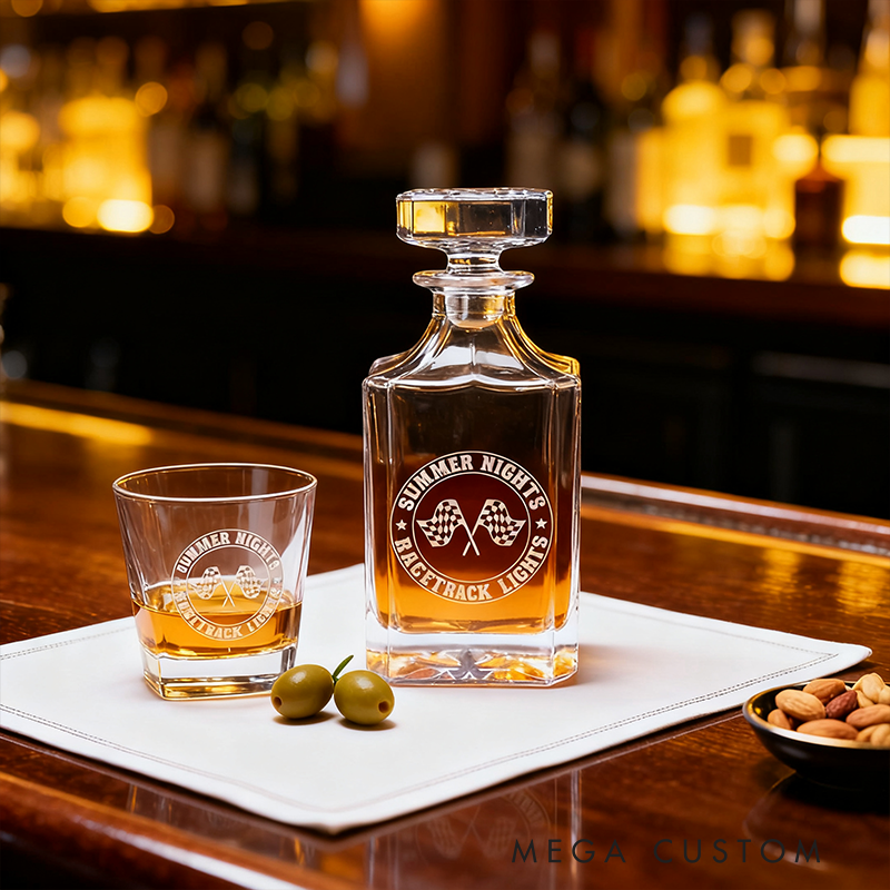 Personalized Racing Gifts Whiskey Decanter Set with Engraved Text Custom Liquor Decanter for Car Lovers Birthday Anniversary