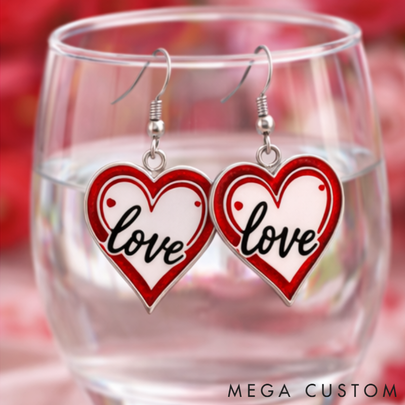 Personalized Sweetheart Love Earrings Custom Name Romantic Gift for Her