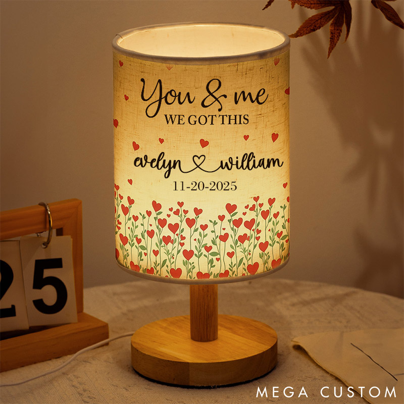 Personalized You And Me We Got This Fabric Lamp Custom Couple Table Lamp Valentine's Gift Floral Night Light 