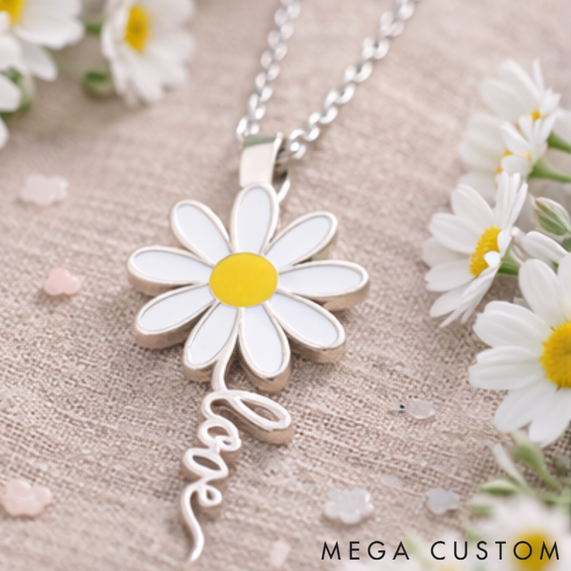 Personalized Dainty Daisy Necklace Custom Name Charming Holiday Gift for Her