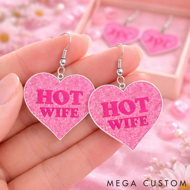 Personalized Heart Shaped Barbie Style Earrings Custom Name Holiday Gift for Her