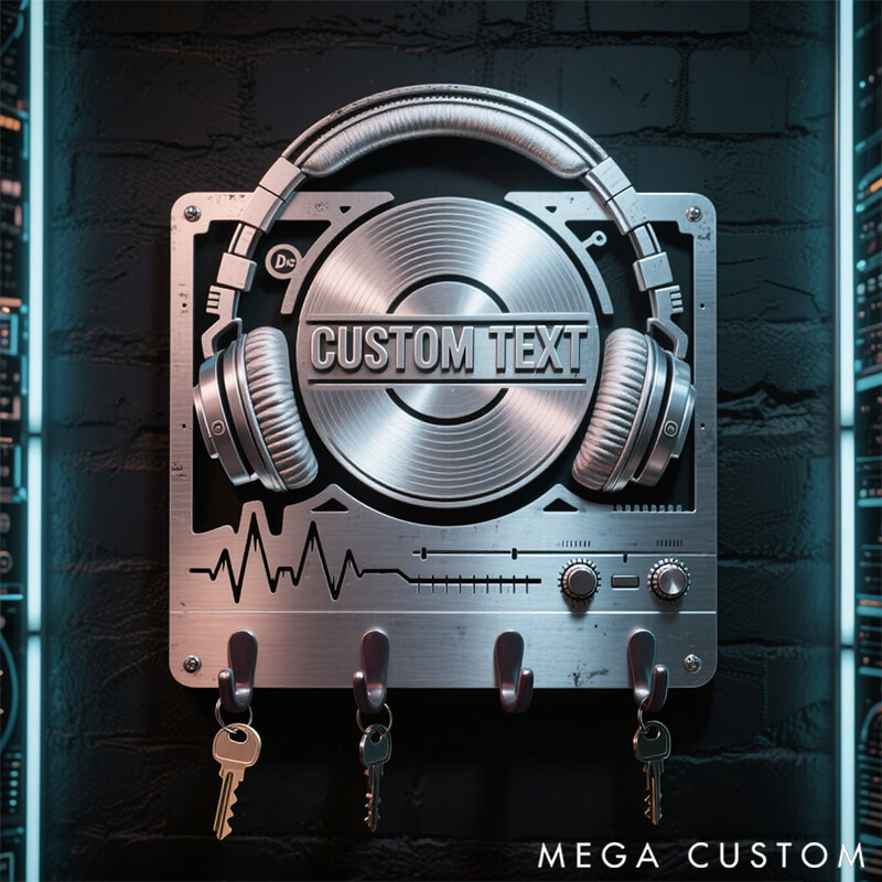 Personalized Metal Keychain with DJ Headphone Design Gift for Music Lovers
