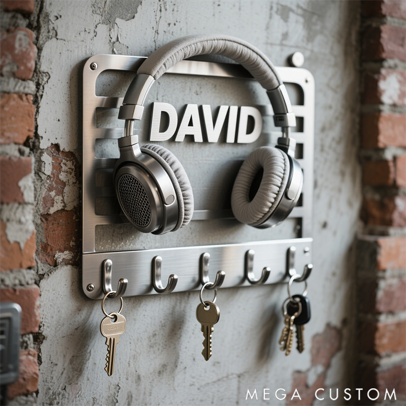 Personalized Headphones Wall Hook Decoration Made of Metal Gift for Music Lovers