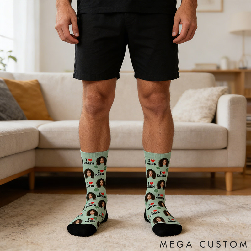 Personalized Couple 1-4 Face Photos Multicolor Socks Custom Girlfriend Boyfriend Portrait Socks Valentines Day Gift for Him Her Anniversary Gift