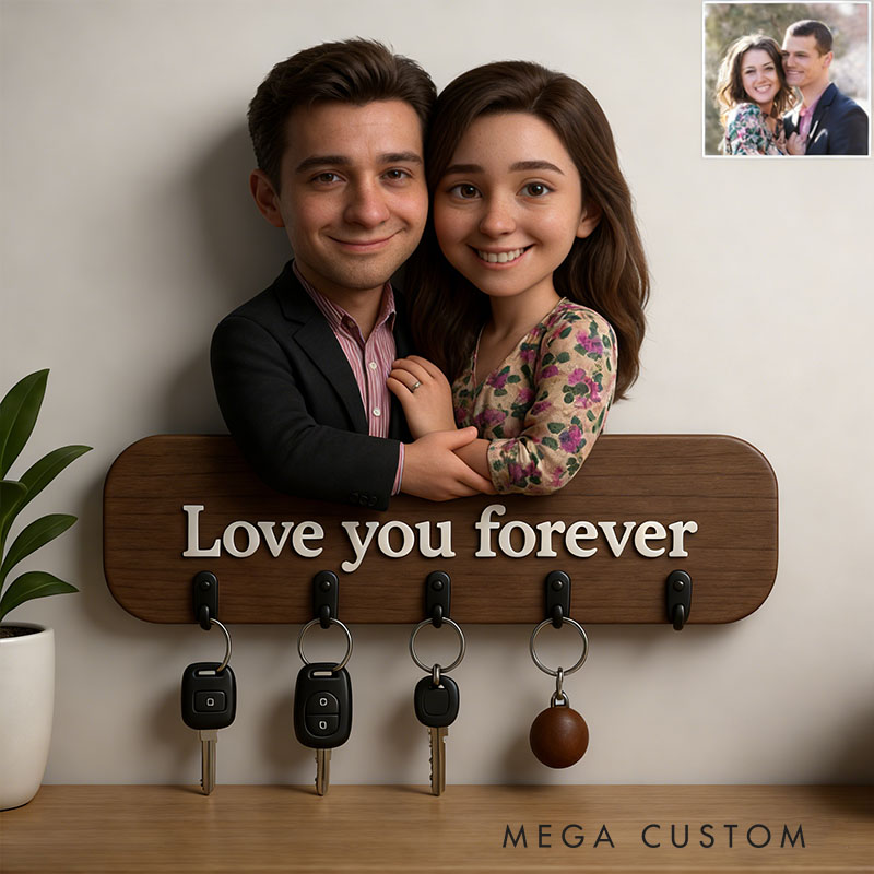 Personalized keychain with Photo Cartoon for Couples Valentine's Day Gift