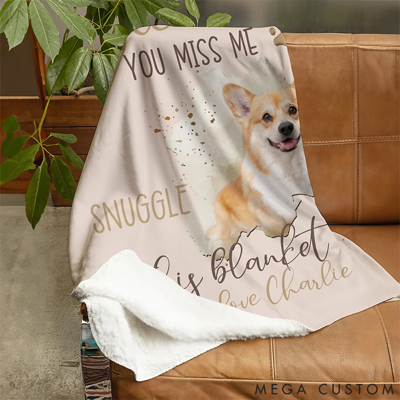 Personalized Pet Lover Custom Photo Watercolor Pet Photo Memorial Throw Blanket