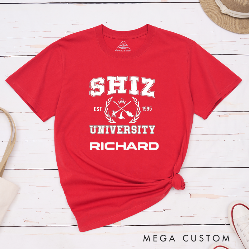 Personalized Shiz University Classic T-Shirts Custom Name College Style Unisex Gift for Students Teachers Graduation School Spirit Unique Present