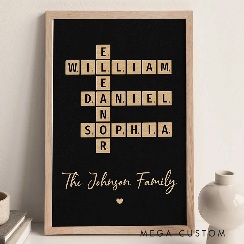 Personalized Family Crossword Art Poster Created In A Moment Treasured Forever Family Gift