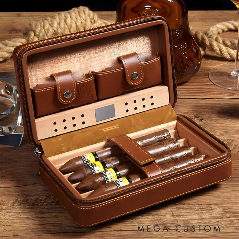 Personalized Leather Cigar Humidor Case Humidor Cigar Case Travel Cigar Case Gift for Him Custom Engraved Gift for Him
