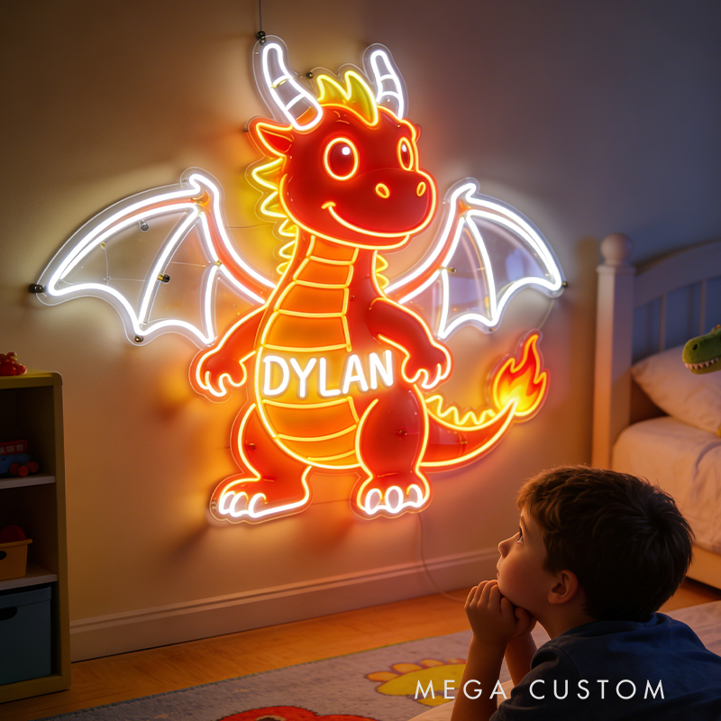 Personalized LED Fire-Breathing Dragon Neon Sign Perfect Choice for Birthdays or Any Special Celebration