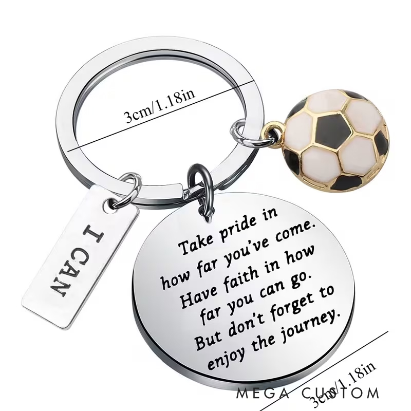 Personalized Stainless Steel Soccer Keychain Custom Engraved Text Perfect Gift for Soccer Fans
