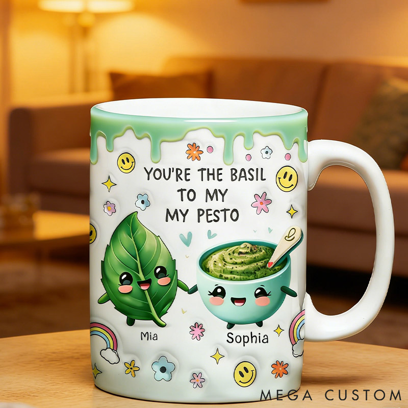 Personalized Food Pun Couple Mug Custom 3D Inflated Effect Printed Mug Couple Valentine's Gift Mug for Husband Wife