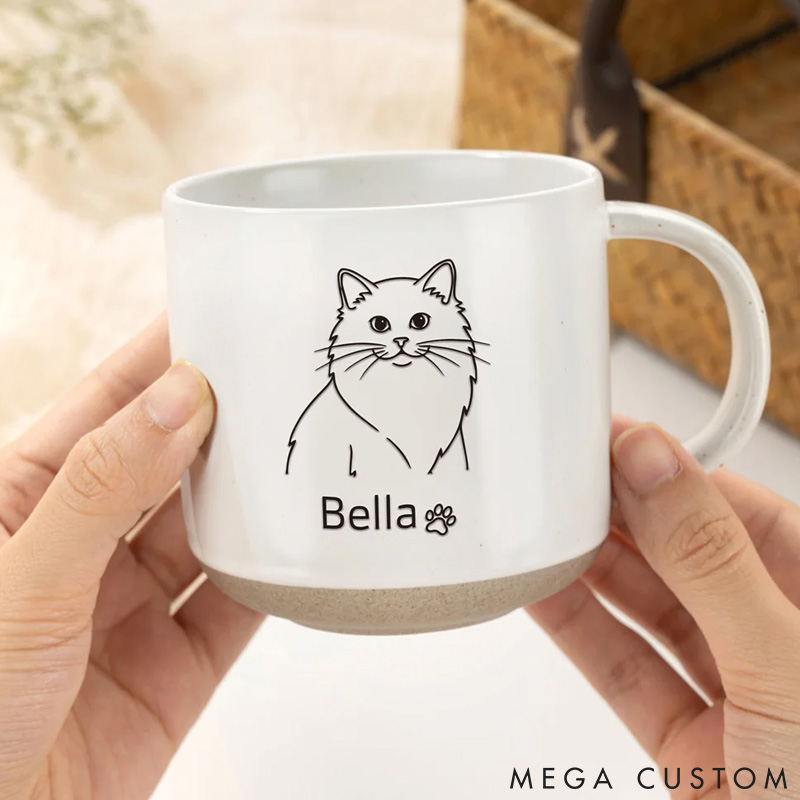 Personalized Pet Lover Pet Photo Line Art Style Silhouette Mugs