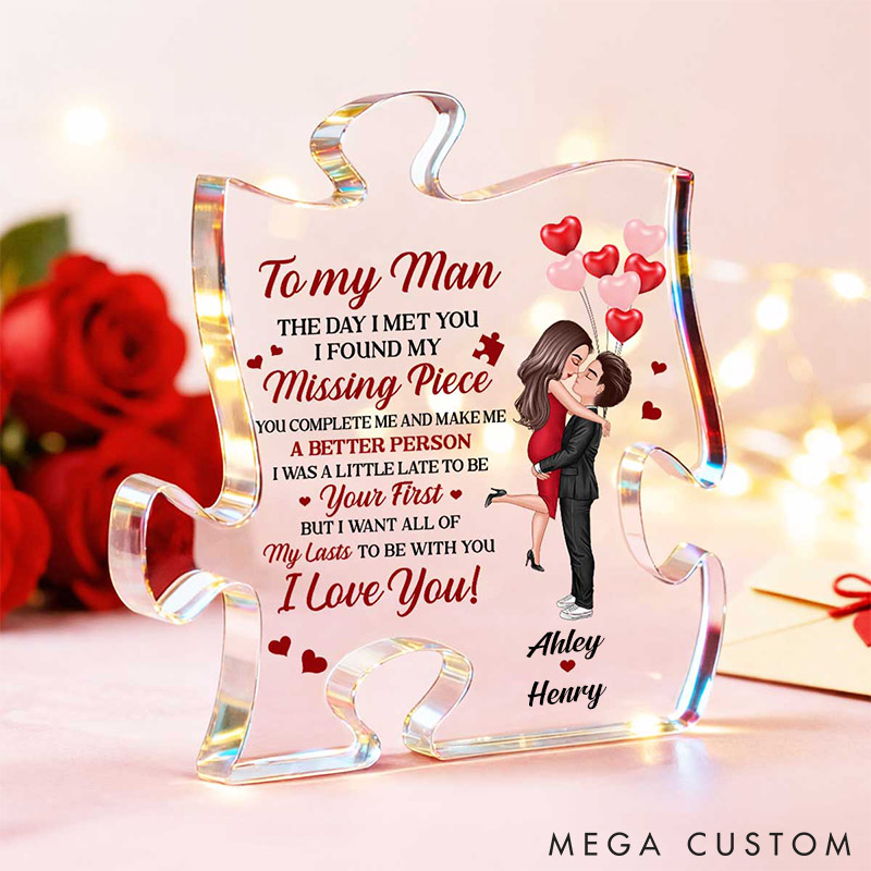 Personalized Puzzle Acrylic Plaque The Day I Met You I Found My Missing Piece Valentine's Gift for Couple Home Decor Plaque