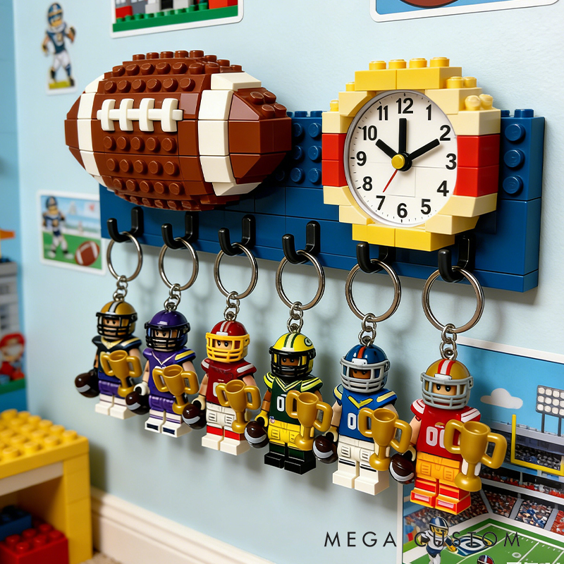 Personalized Football Player Style Keychains – Mini Trophy & Helmet Figure Key Rings
