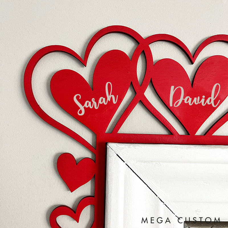 Personalized Couple Red Heart Door Corner Wood Sign Romantic Love Our Happy Corner Together Couple Home Decor Valentines Gift for Couple for Wife Husband