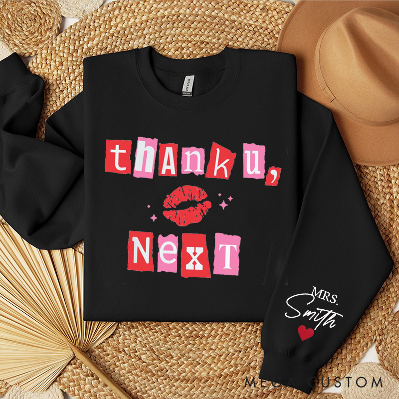 Personalized Women Thank U Next Divorced Sweatshirt Custom Newly Divorced Anti Valentine Hoodie Divorced Party Gift Valentine's Day Gift for Her