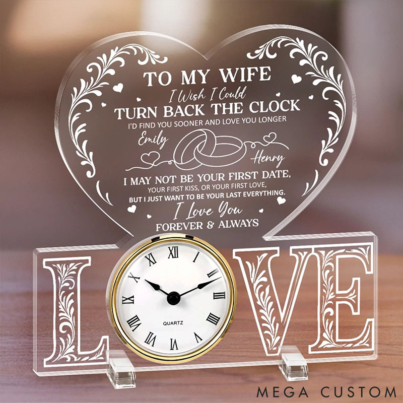Personalized Couple I Wish I Could Turn Back The Clock Acrylic Desk Clock Custom Newlyweds Desk Clock Anniversary Gift Valentines Day Gift for Him Her