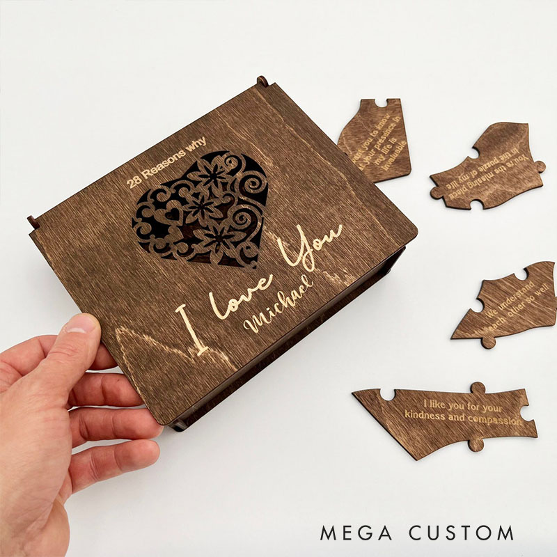 Personalized Wooden Puzzle Reasons I Love you Gift for Her Gift for Girlfriend Birthday
