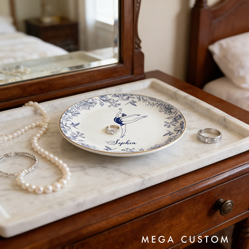 Personalized Gymnastics Girl Jewelry Dish Gymnastics Gift For Little Girls Gymnastics Coach Recital Gifts Gymnast Trinket Tray Gymnastics Team Ring Holder