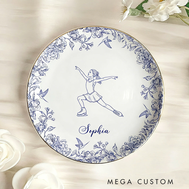 Personalized Figure Skating Girl Jewelry Dish Gift for Girls Figure Skating Coach Recital Gifts Figure Skater Trinket Tray Figure Skating Team Ring Holder