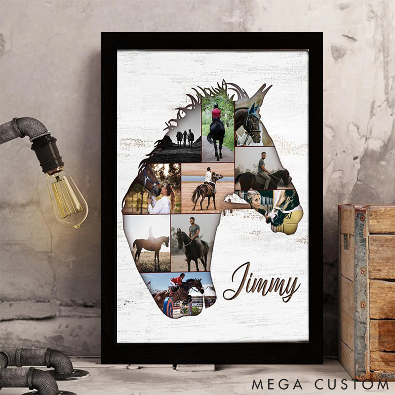 Personalized Pet Lover Horse Collage Photo Poster Pet Portrait