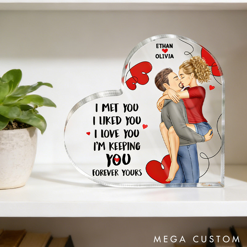Personalized Couple Forever Yours Heart-Shaped Acrylic Plaque Custom Valentines Anniversary Gift For Couples