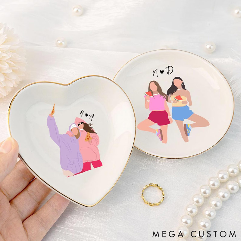 Personalized Bestie Faceless Portrait Trinket Dish Custom Photo Galentine Gift for Bastie Valentine Gift for Friendship