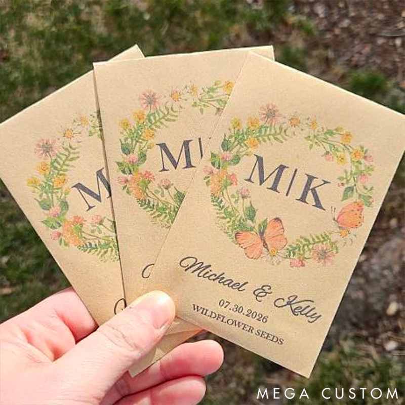 Personalized Eco-Friendly Wildflower Seed Packets Perfect Wedding Favors and Bridal Shower Gifts