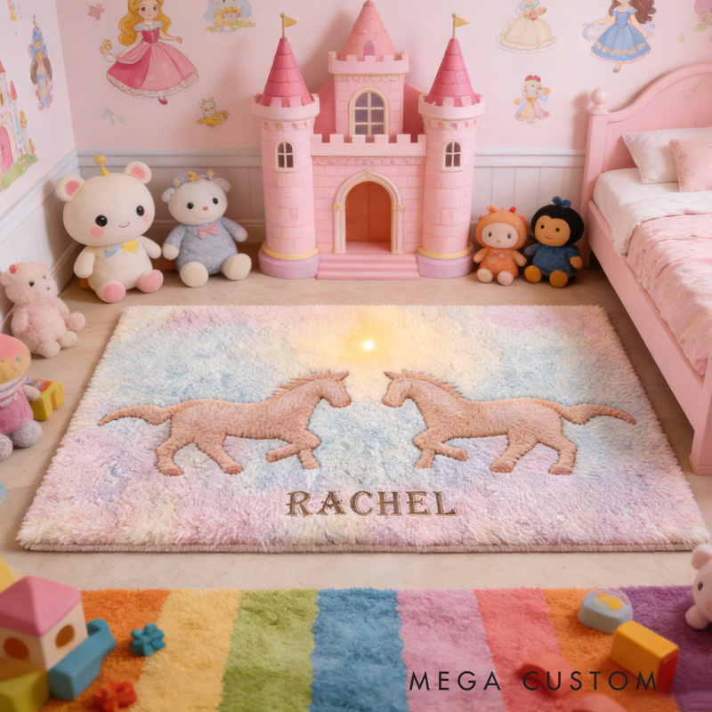 Personalized Rugs Riding Dreaming Horses Birthday Gift for Family Friends for Family for Riding Lovers Equestrian Lovers