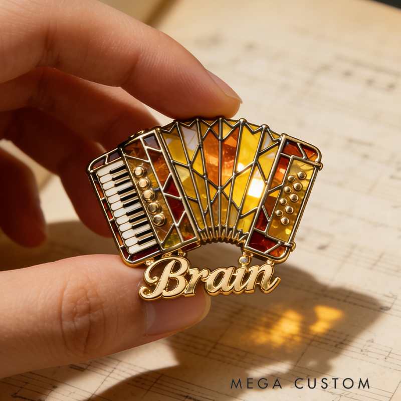 Personalized Accordion Enamel Brooch Designed with Your Beloved Instrument