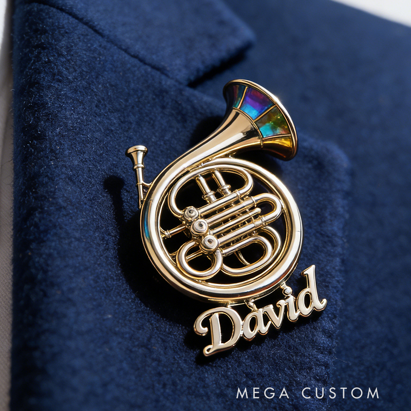 Personalized French Horn Enamel Pin Exquisitely Crafted for Music Lovers