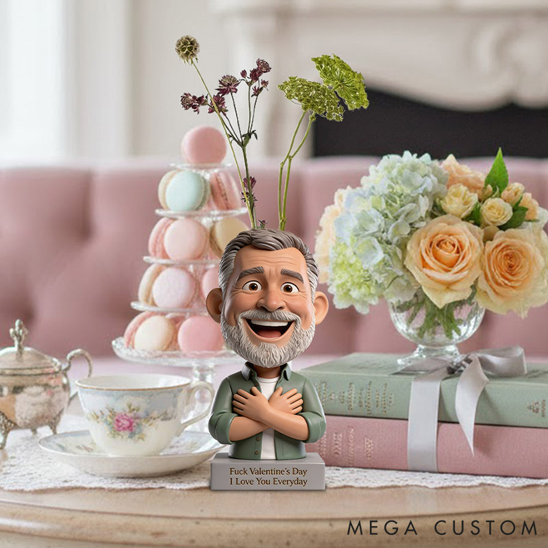 Personalized Couple Photo F*ck Valentine's Day I Love You Everyday Acrylic Flower Vase Custom Shape Man Woman Photo Portrait Vase Valentines Day Gift