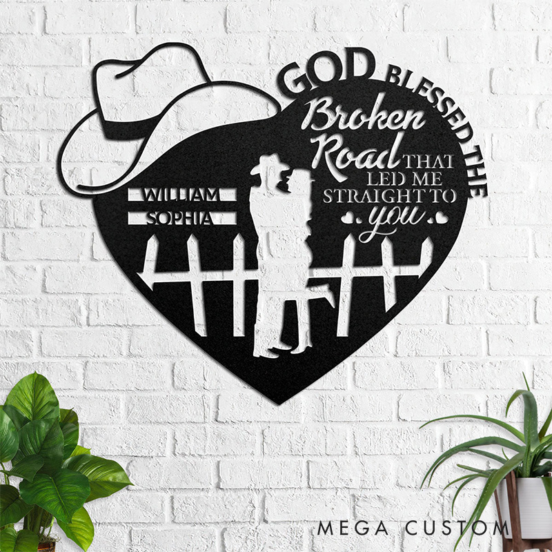 Personalized Metal Wall Art Sign with Custom Names Religious Wall Art Anniversary Gift Christian Gift for Couple Wedding Gift 