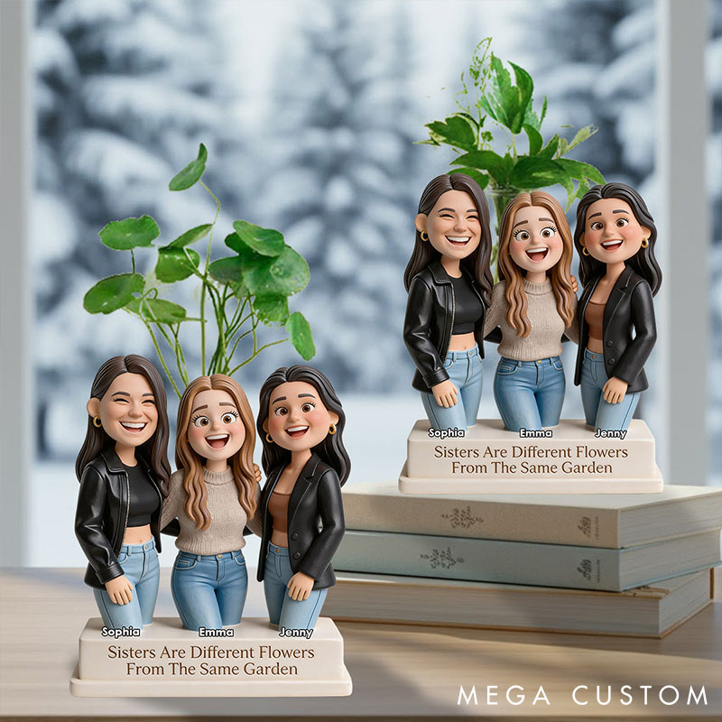 Personalized Photo Sisters Are Different Flowers From The Same Garden Acrylic Flower Vase Custom Shape Bestie Photo Portrait Vase Valentines Day Gift