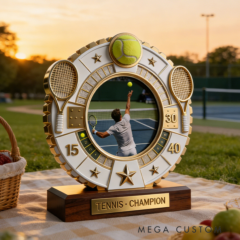 Personalized Tennis Sport Photo Album Custom Photo and Message Elegant Acrylic Decor Perfect Dynamic Holiday Gift