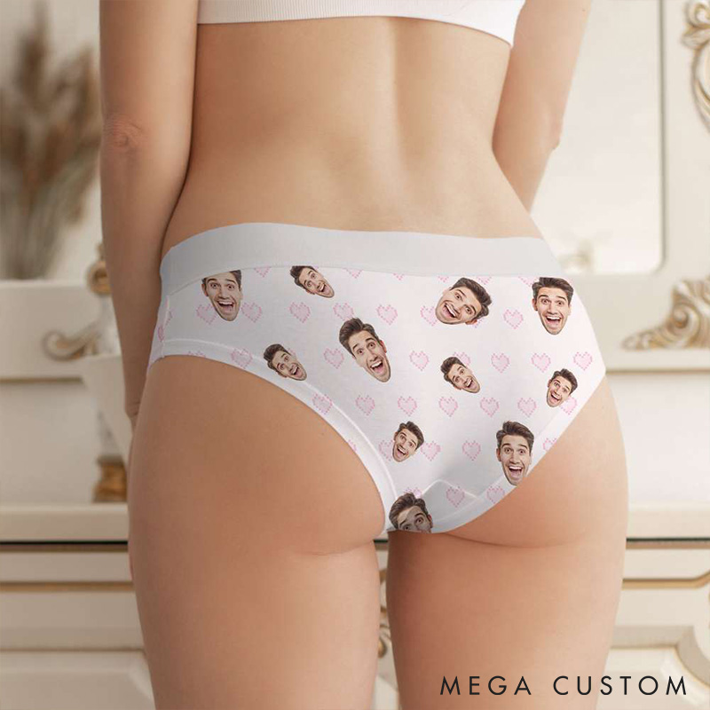 Personalized Boyfriend Husband Face Suck It Up Deliciously Low-waisted Briefs Women Underwear with Man Photo Valentines Day Gift for Girlfriend Wife