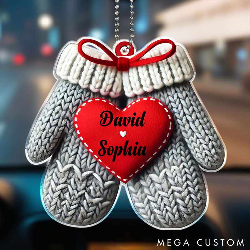 ersonalized Warming Hearts Couple Acrylic Car Ornament for Girlfriend Boyfriend Valentine's Day Gift for couple Gift for Wife Husband