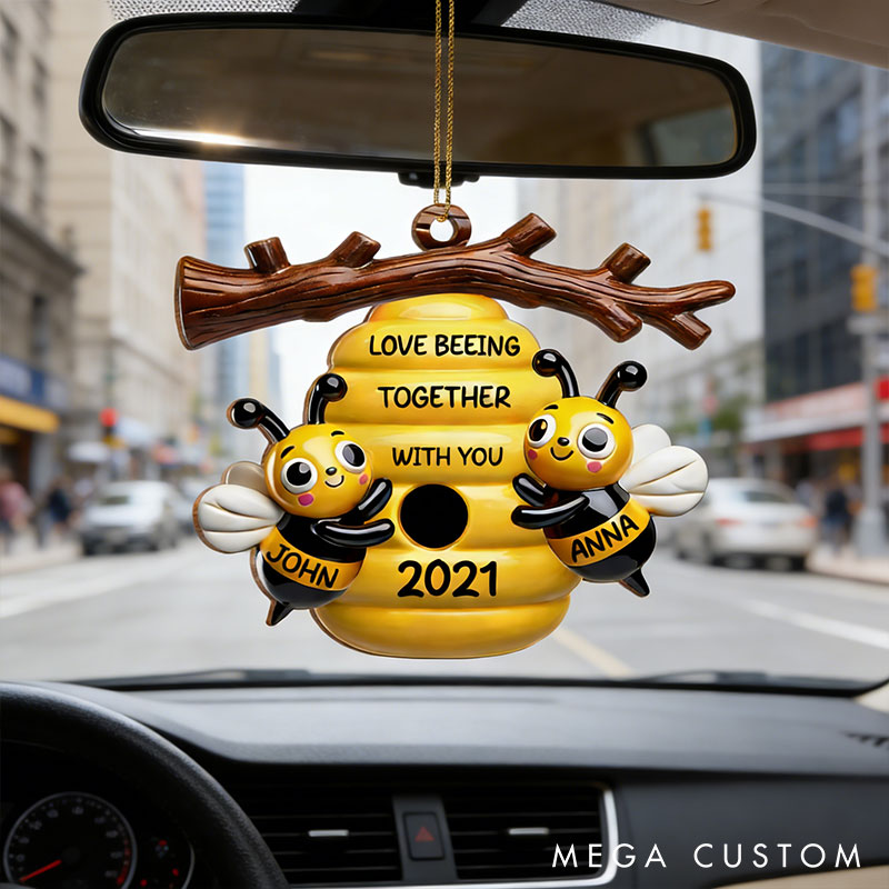 Personalized Love Beeing Together with You Acrylic Car Ornament with Name Year Valentine's Day Gift for couple Anniversary Gift for Him Her