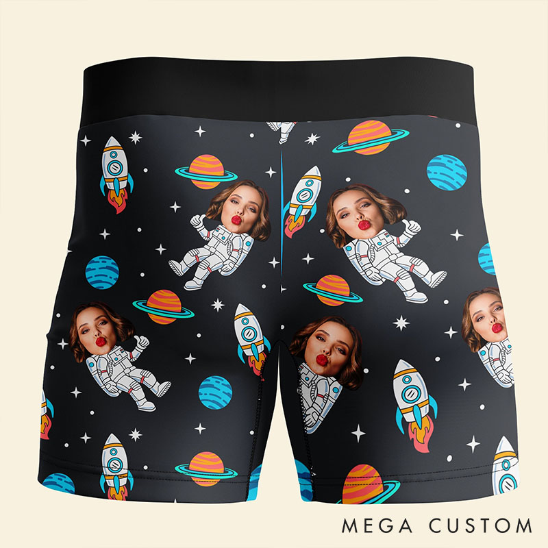 Personalized Girlfriend Wife Face Best Dick in the Galaxy Just Ask Her Boxer Briefs Men Underwear with Woman Face Photo Valentines Day Gift for Him