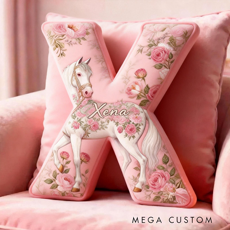Personalized Pet Lover Funny Pink Flower Horse Graphic 3D Print Pillow