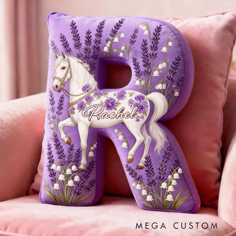 Personalized Pet Lover Purple Lavender Flower Horse Graphic 3D Print Pillow