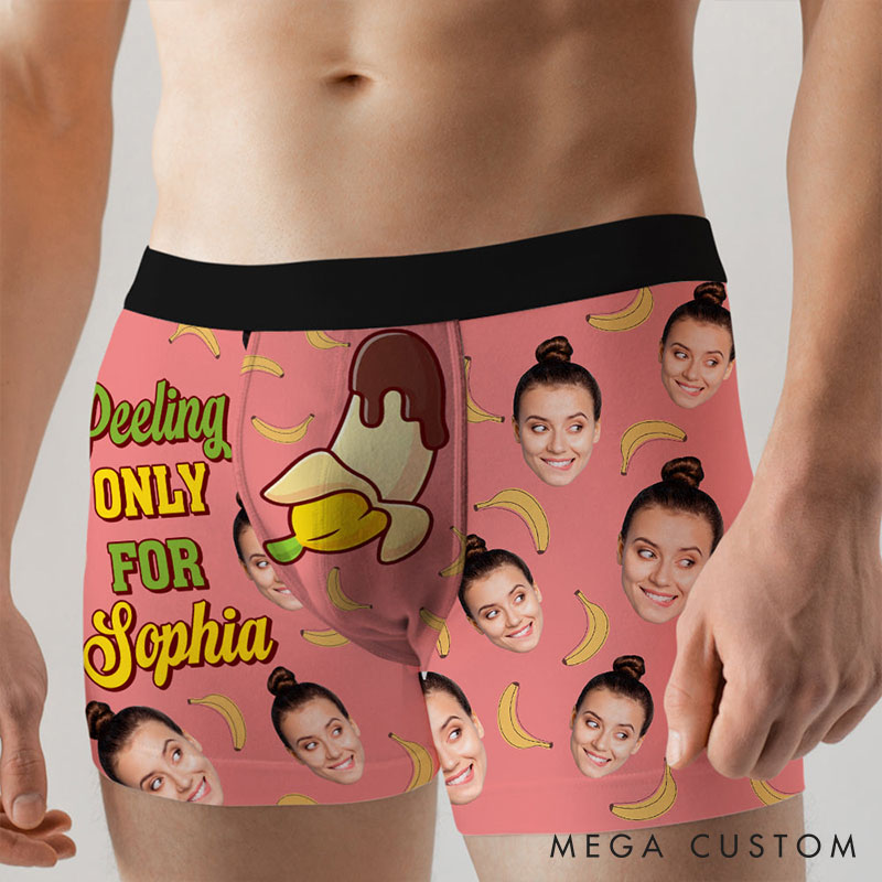 Personalized Girlfriend Wife Face Boxer Brief Men Peeling Only For Her Underwear with Woman Face Photo Valentines Day Gift for Boyfriend Husband