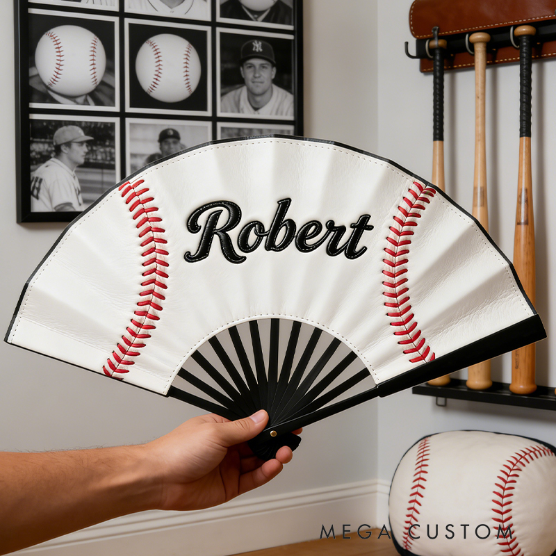 Personalized Baseball Pattern Fan the Perfect Gift for Baseball Lovers